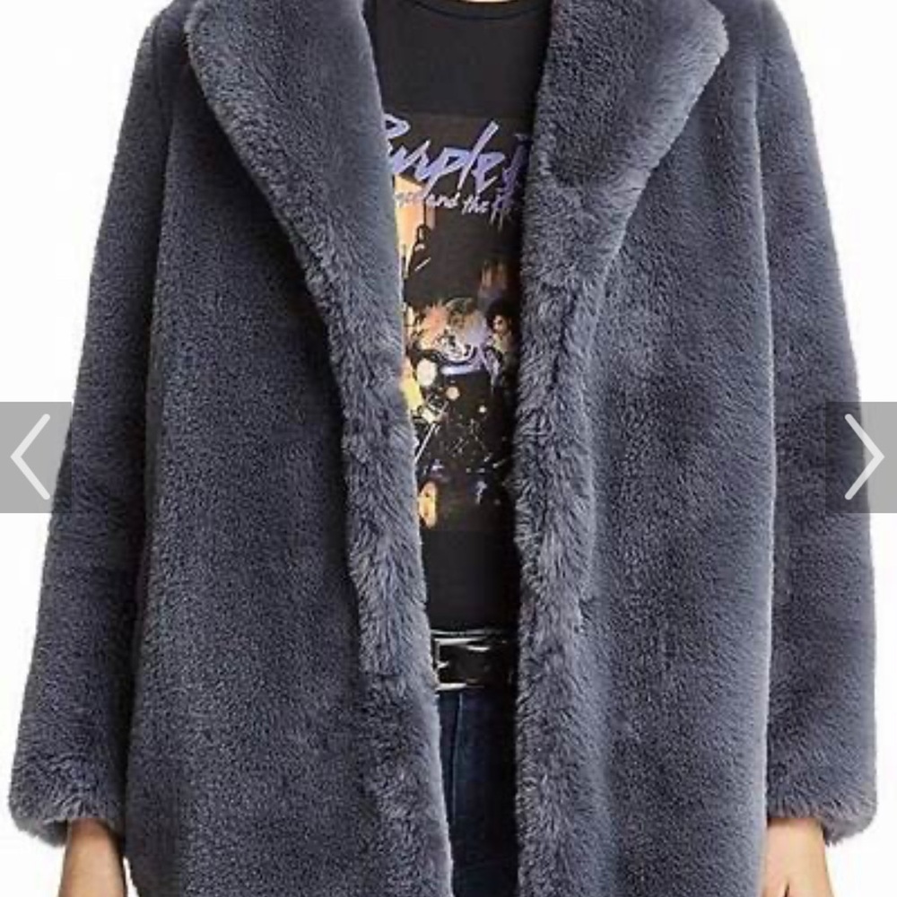 Aqua Bloomingdale’s Gray Faux Fur Coat